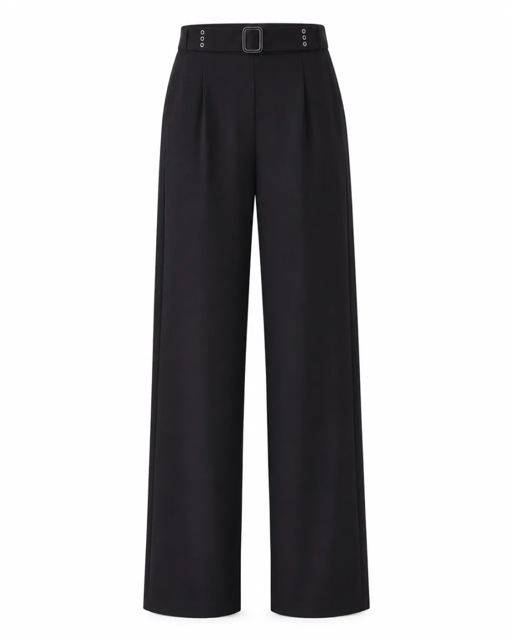 Stylish Midnight Black Straight-Leg Trousers