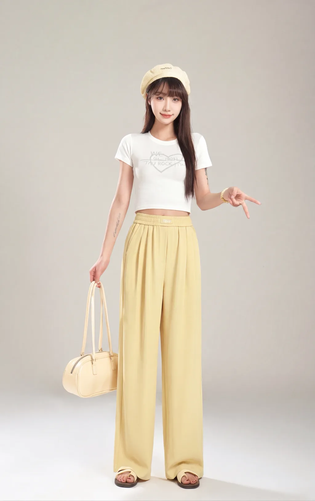 High Quality Yellow Straight-Leg Trousers