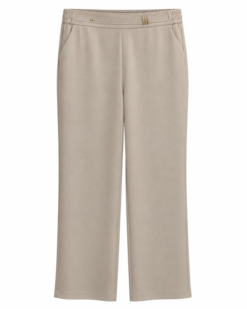 Stylish Apricot Cream Straight-Leg Trousers