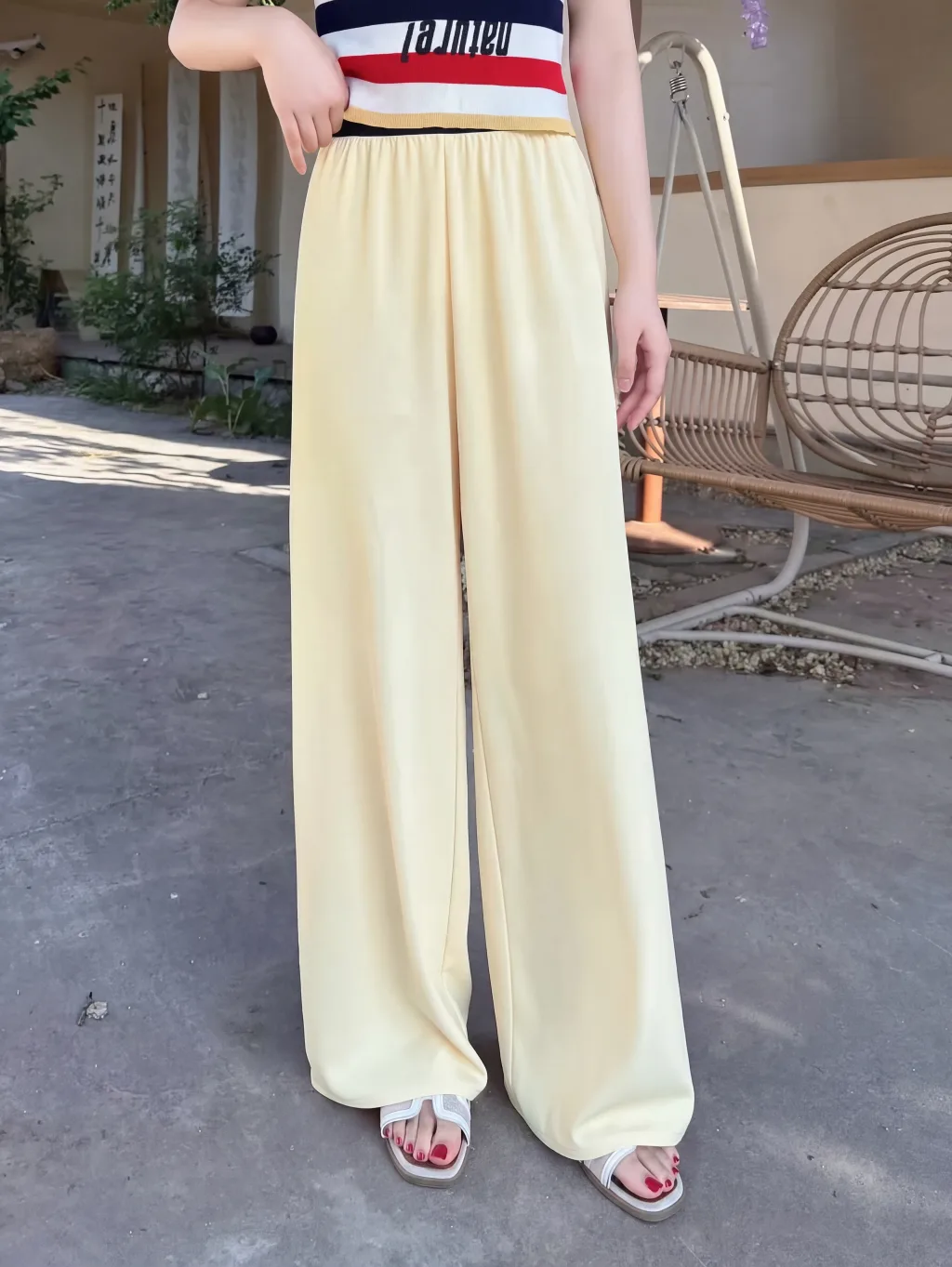 Trend Cream Yellow Floor-Length Trousers