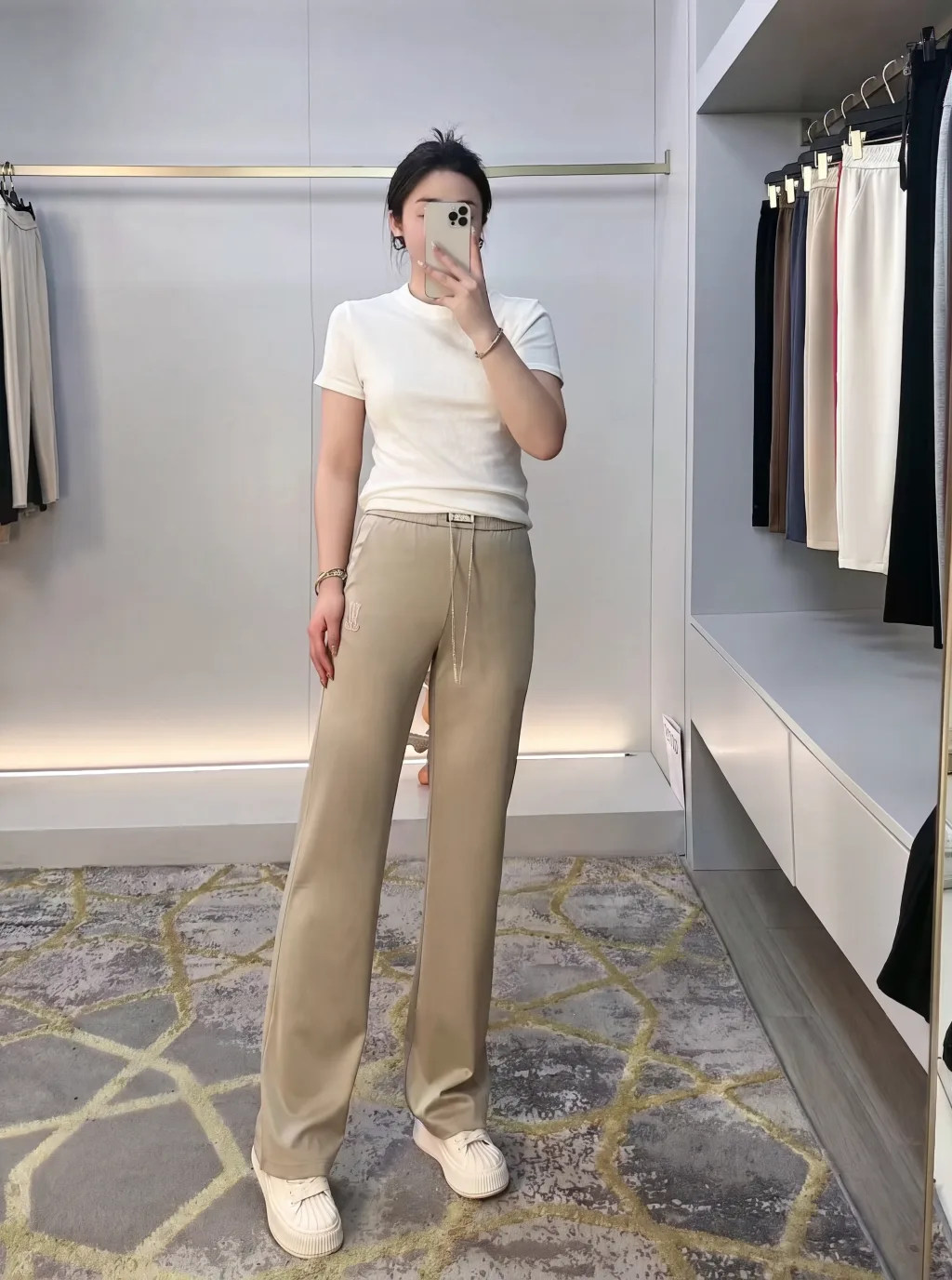 Comfort Desert Khaki Wide-Leg Trousers