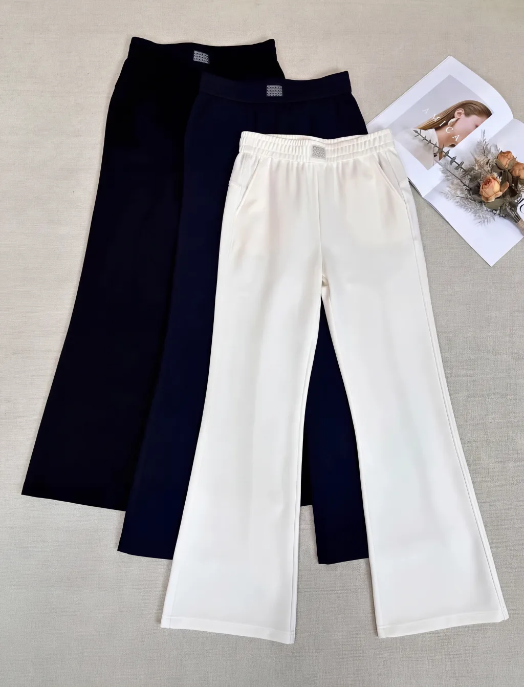 Premium Midnight Black Flare Trousers