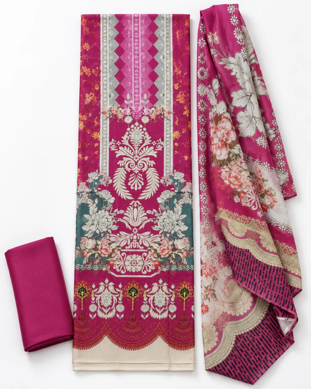 Zam Zam Magenta Damask Rose Chevron