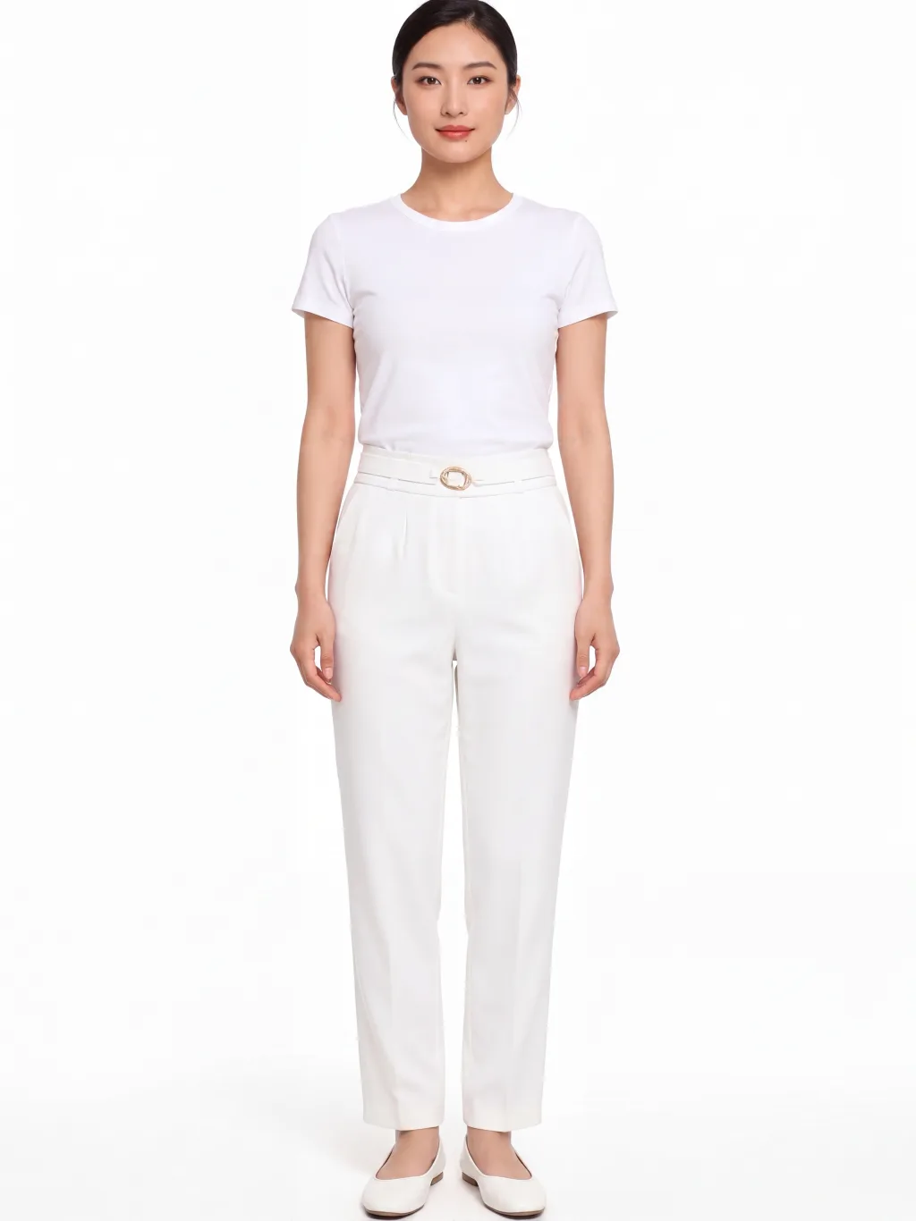 Stylish Cream/Off-white Tailored Trousers