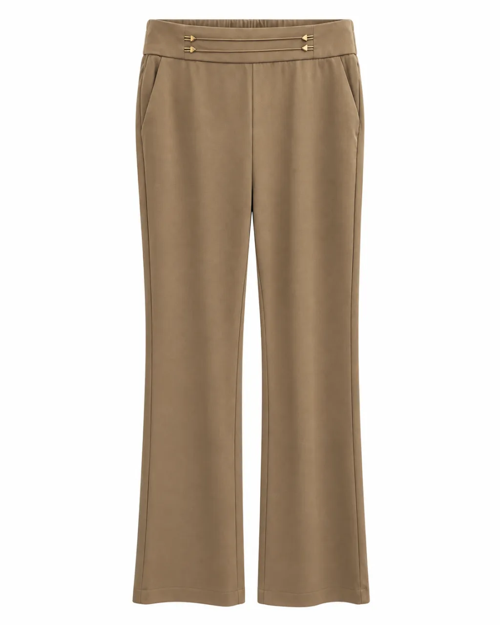 Stylish Tailored Trousers - Ivory Cream & Camel