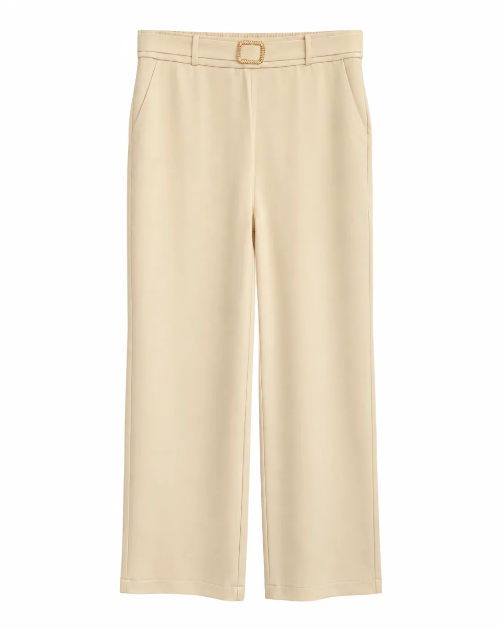 Trend Soft Beige Floor-Length Trousers