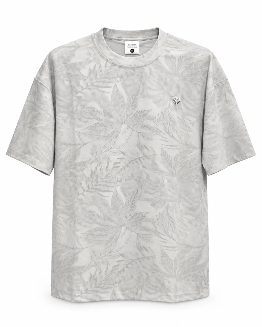 Men's Leaf Print Jacquard T-Shirt - Style 2667