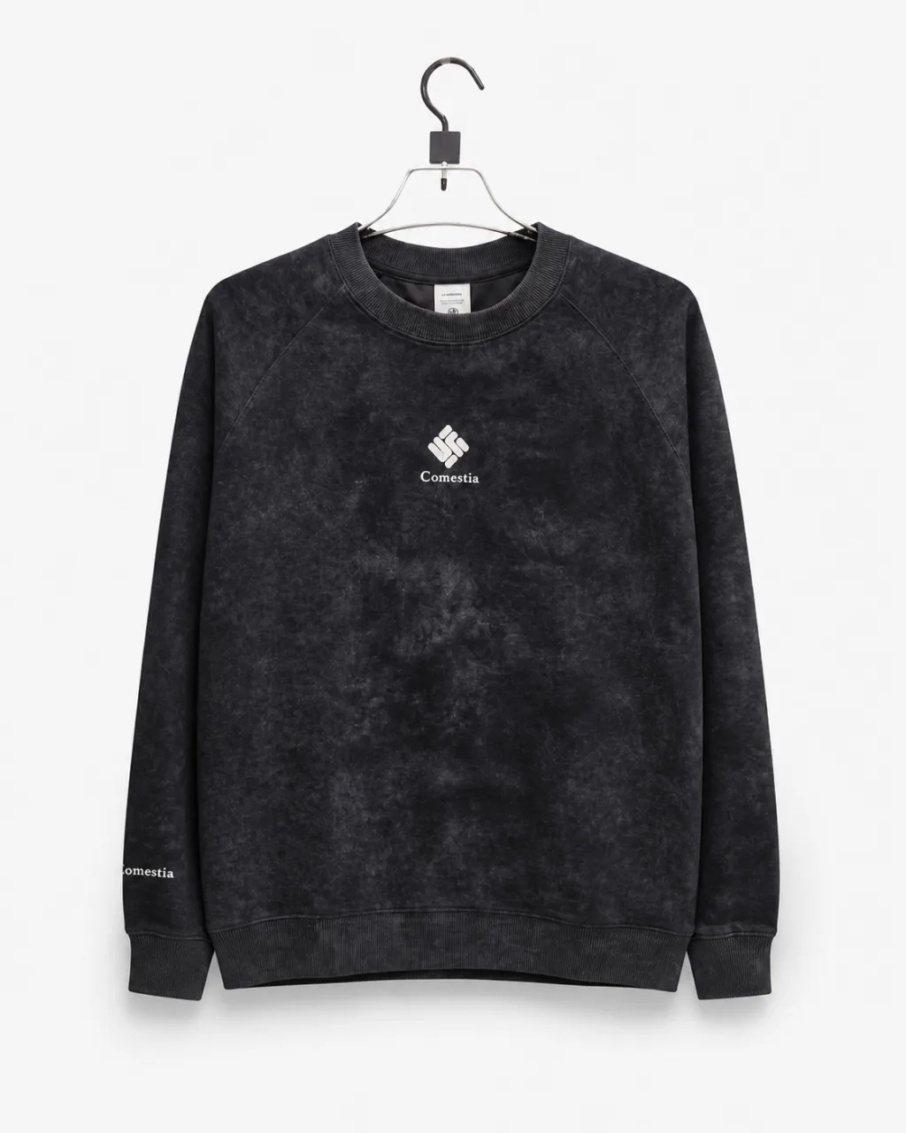 Men's Black Leaf Print Crewneck Sweatshirt