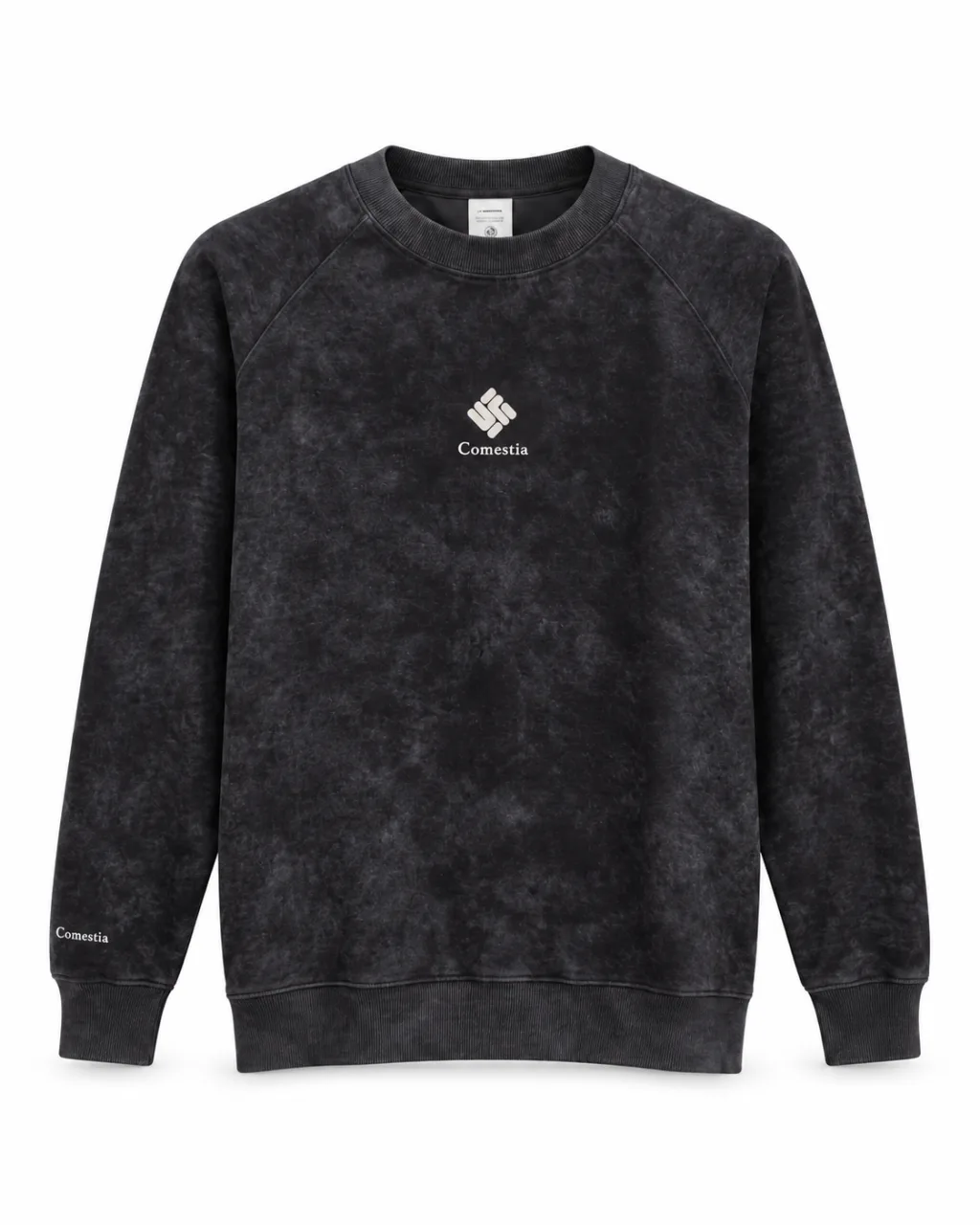 Men's Black Leaf Print Crewneck Sweatshirt