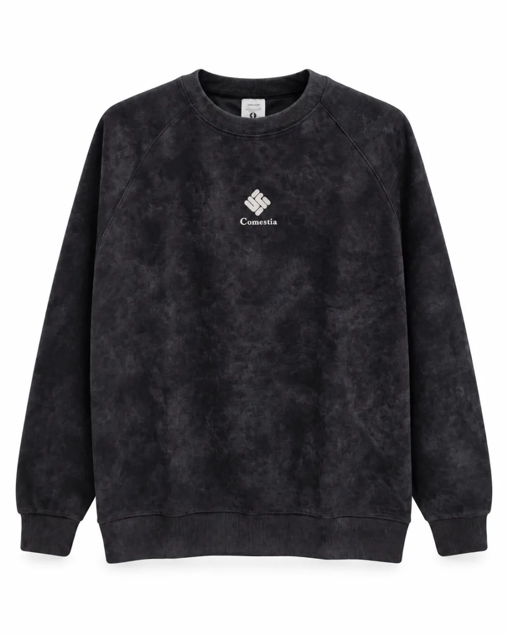 Men's Black Leaf Print Crewneck Sweatshirt