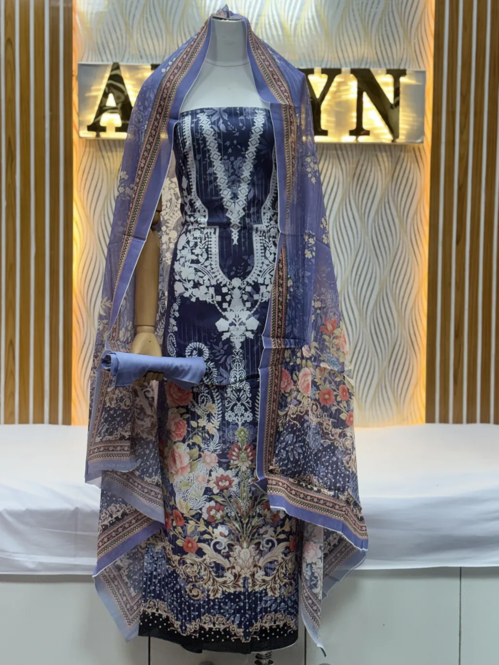 Zam Zam Navy White Lacework Floral