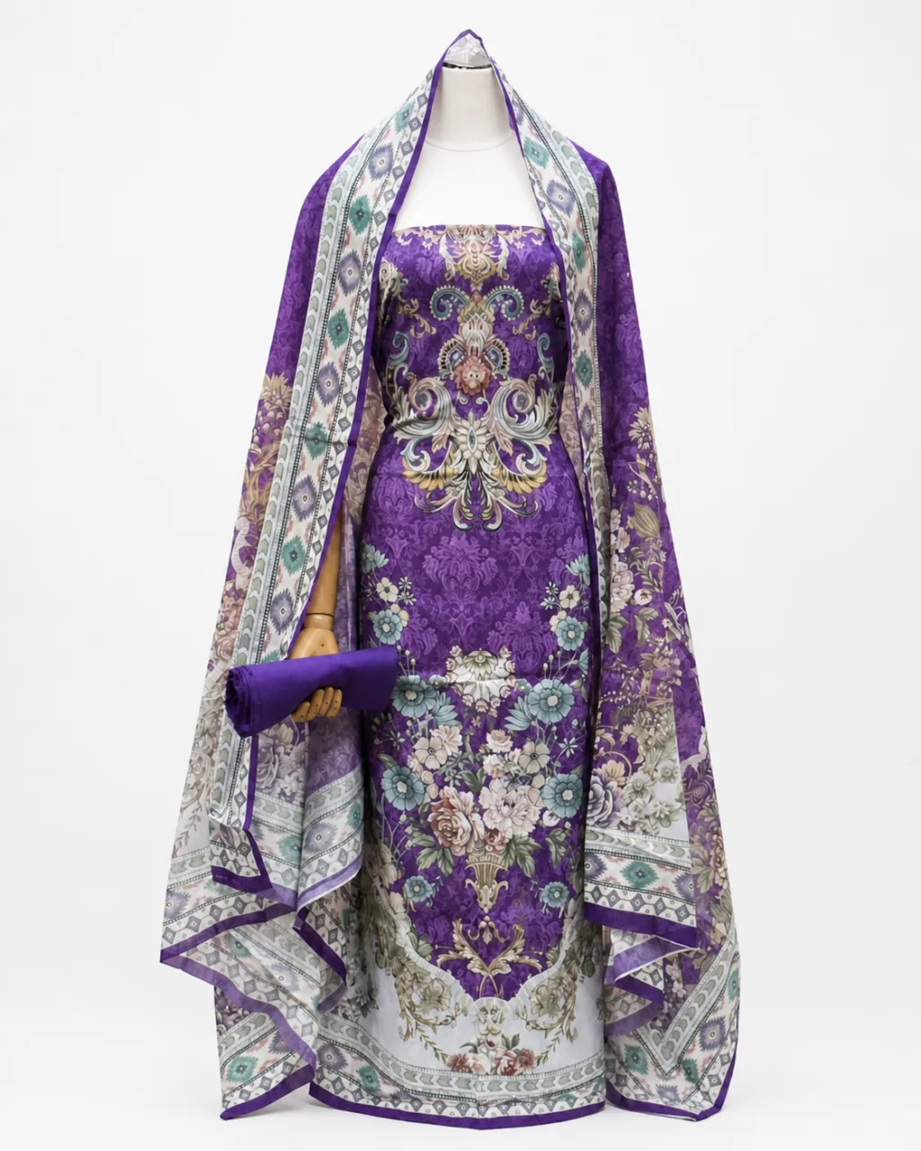 Zam Zam Purple Damask Teal Accent