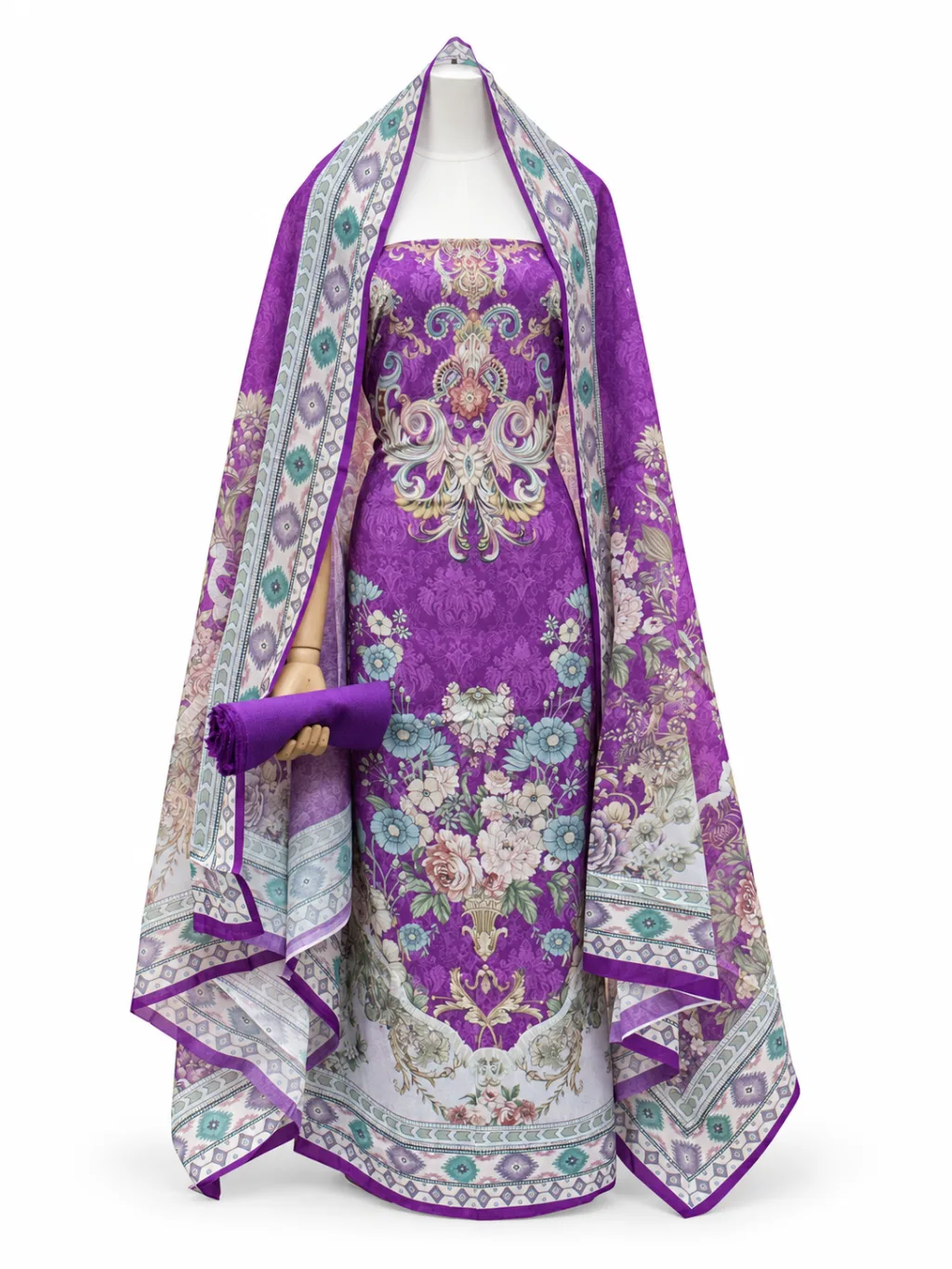 Zam Zam Purple Damask Teal Accent