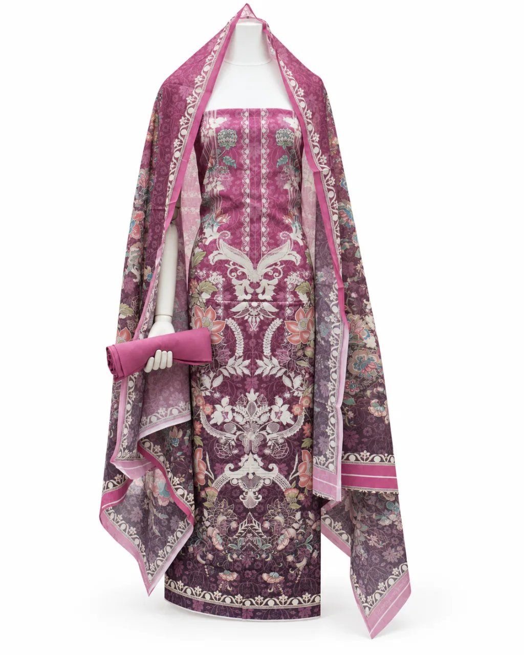 Zam Zam Mauve Ornate Botanical Stripe