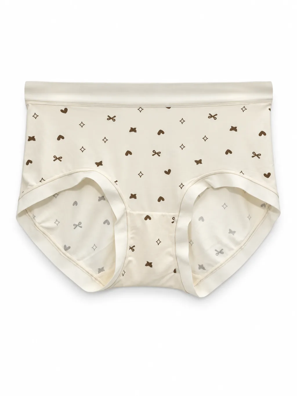 Women's Cream/Off-white with heart print Underwear