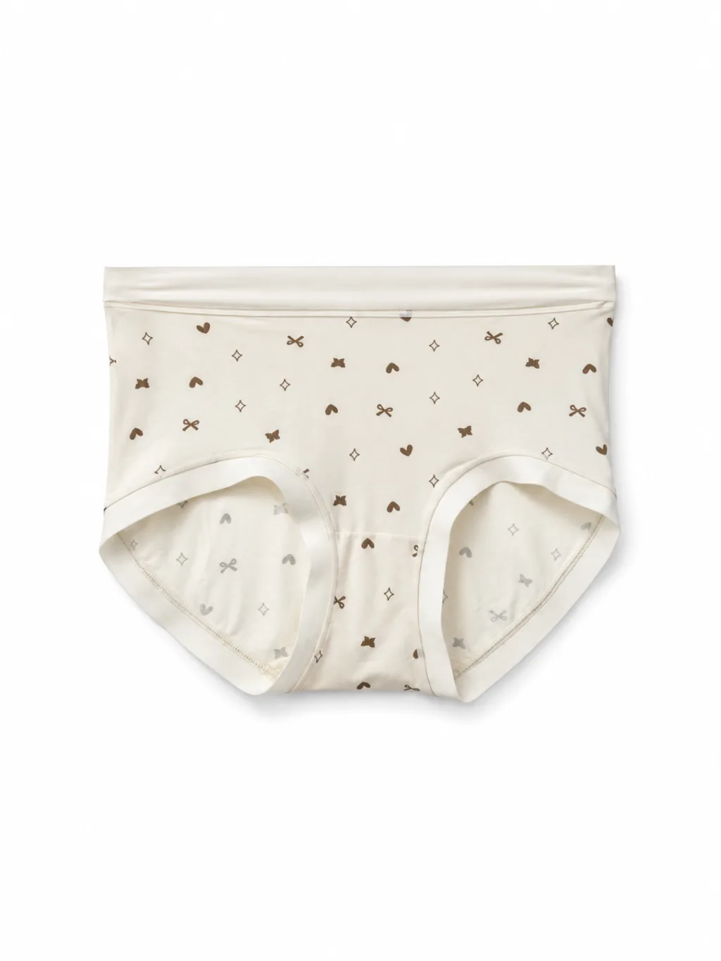 Women's Cream/Off-white with heart print Underwear