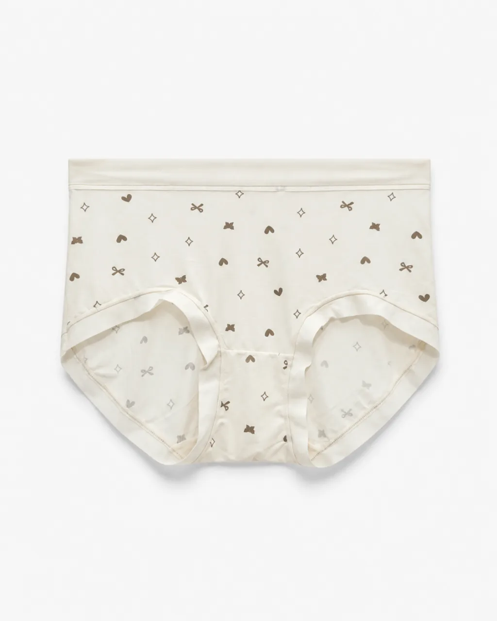 Women's Cream/Off-white with heart print Underwear