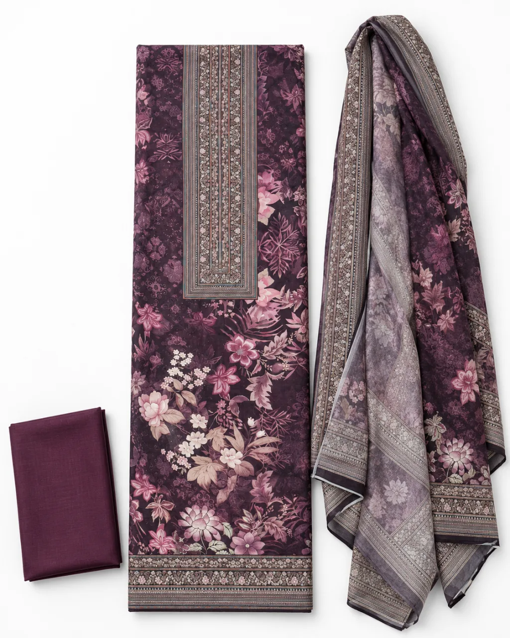 Zam Zam Plum Floral Geometric Neck
