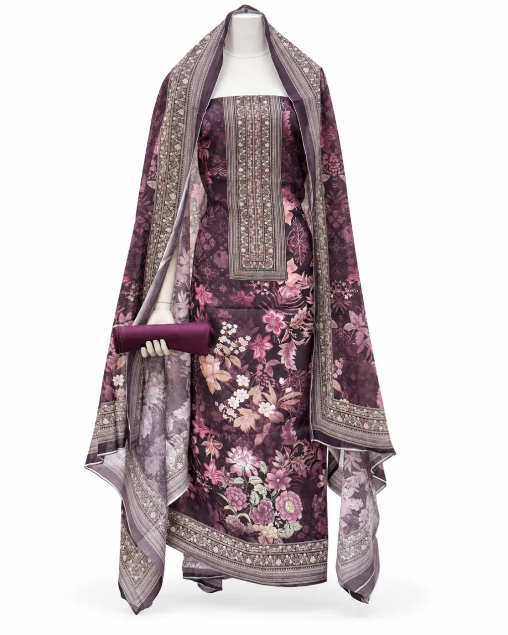 Zam Zam Plum Floral Geometric Neck