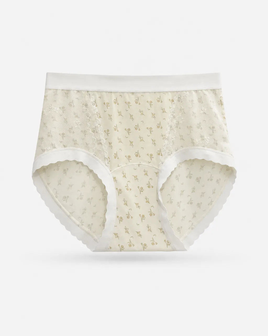 Women's Floral Mesh-Panel High-Waist Briefs - Style 6156