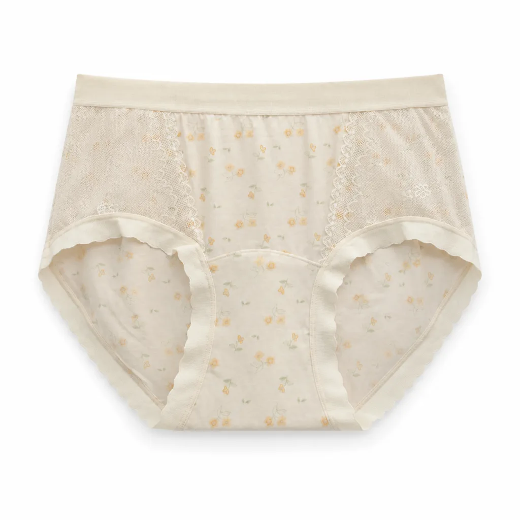Women's Floral Mesh-Panel High-Waist Briefs - Style 6156