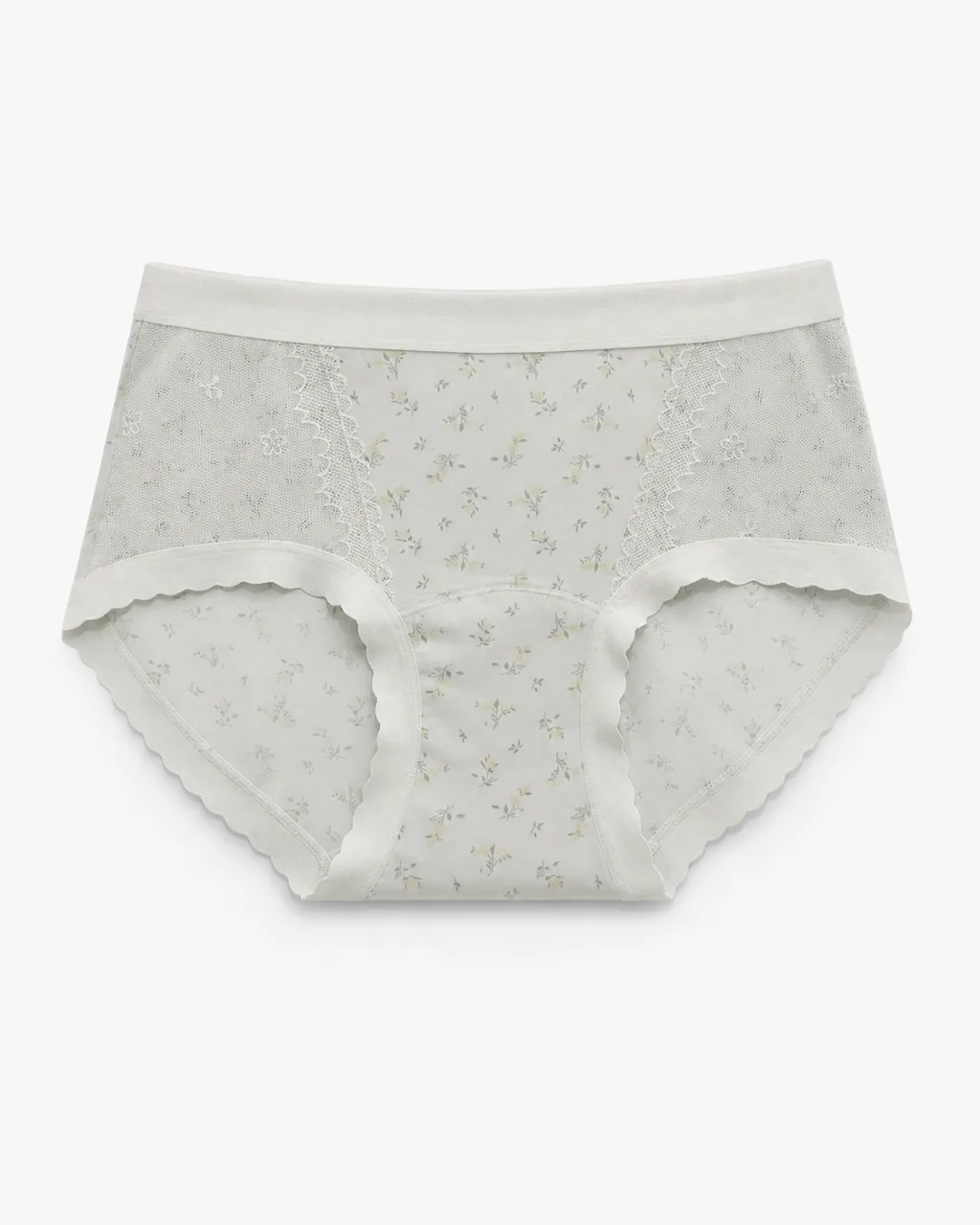 Women's Floral Mesh-Panel High-Waist Briefs - Style 6156