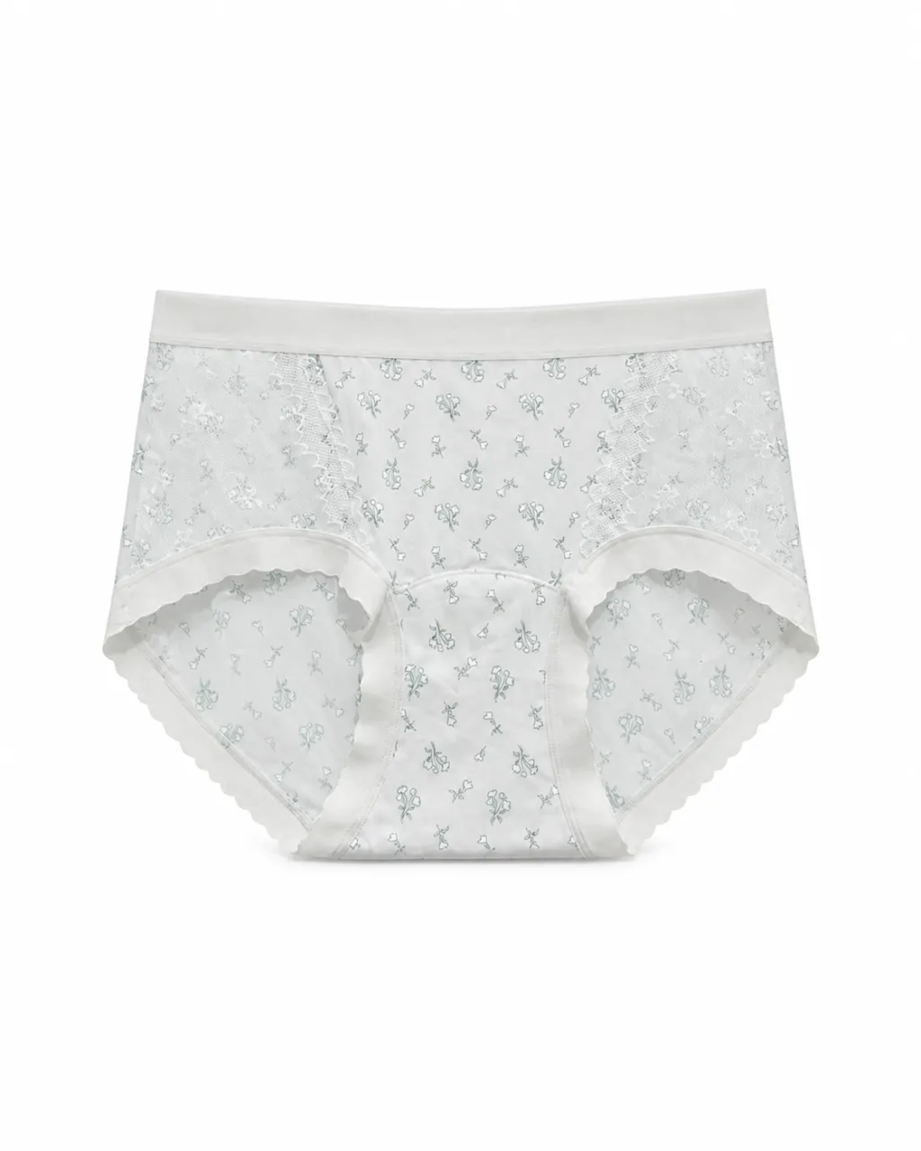 Women's Floral Mesh-Panel High-Waist Briefs - Style 6156