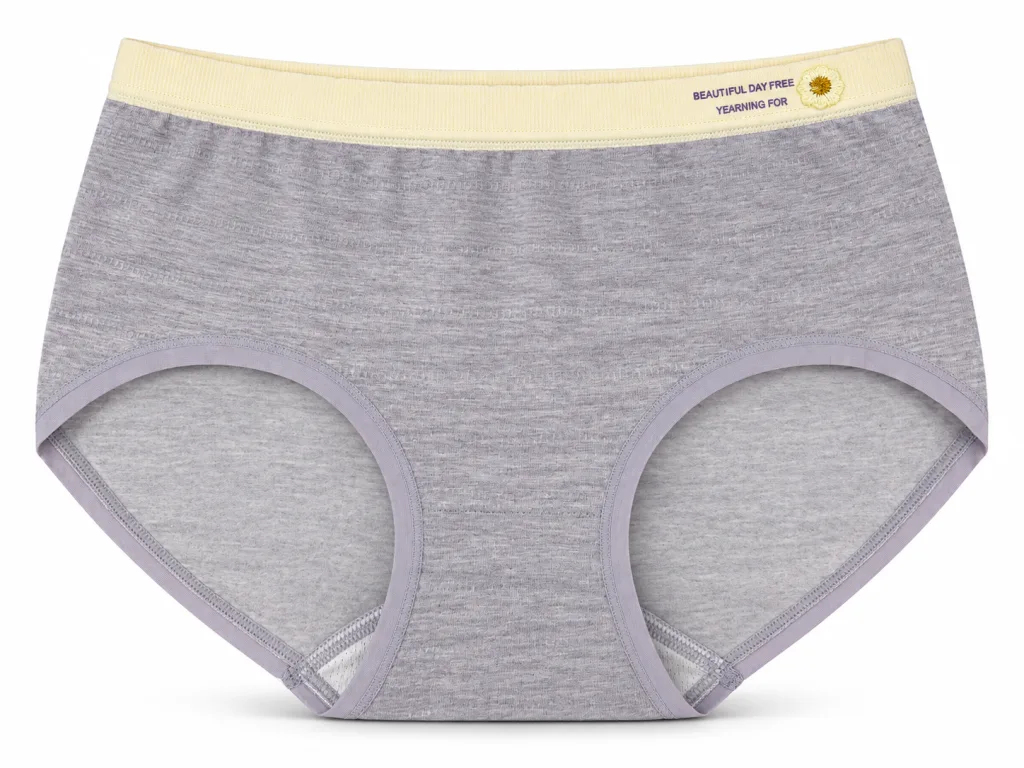 Women's 32-Gauge Melange Mid-Rise Briefs with Contrast Waist - Style 2092