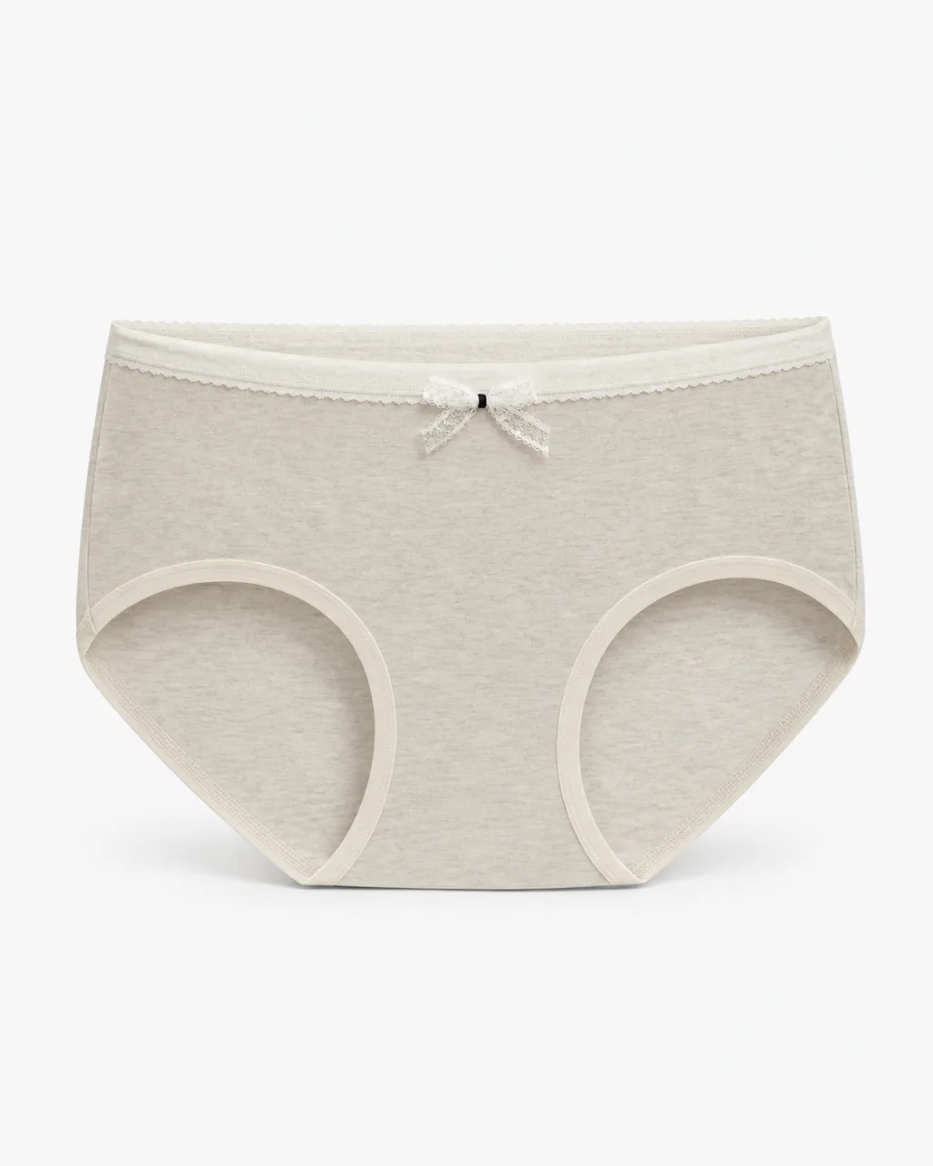 Women's Melange Mid-Rise Briefs with Dotted Waist and Lace Bow - Style 5141