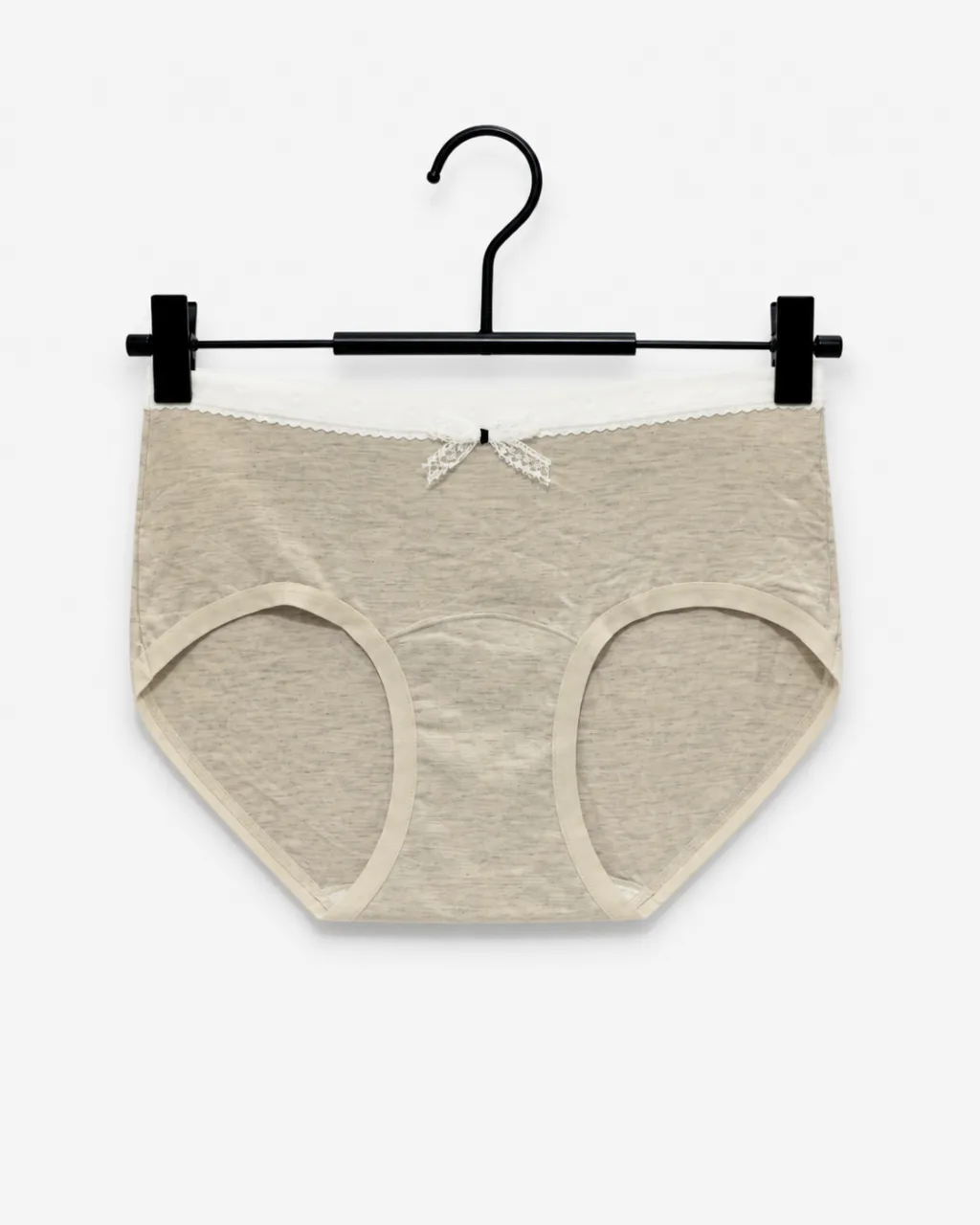 Women's Melange Mid-Rise Briefs with Dotted Waist and Lace Bow - Style 5141