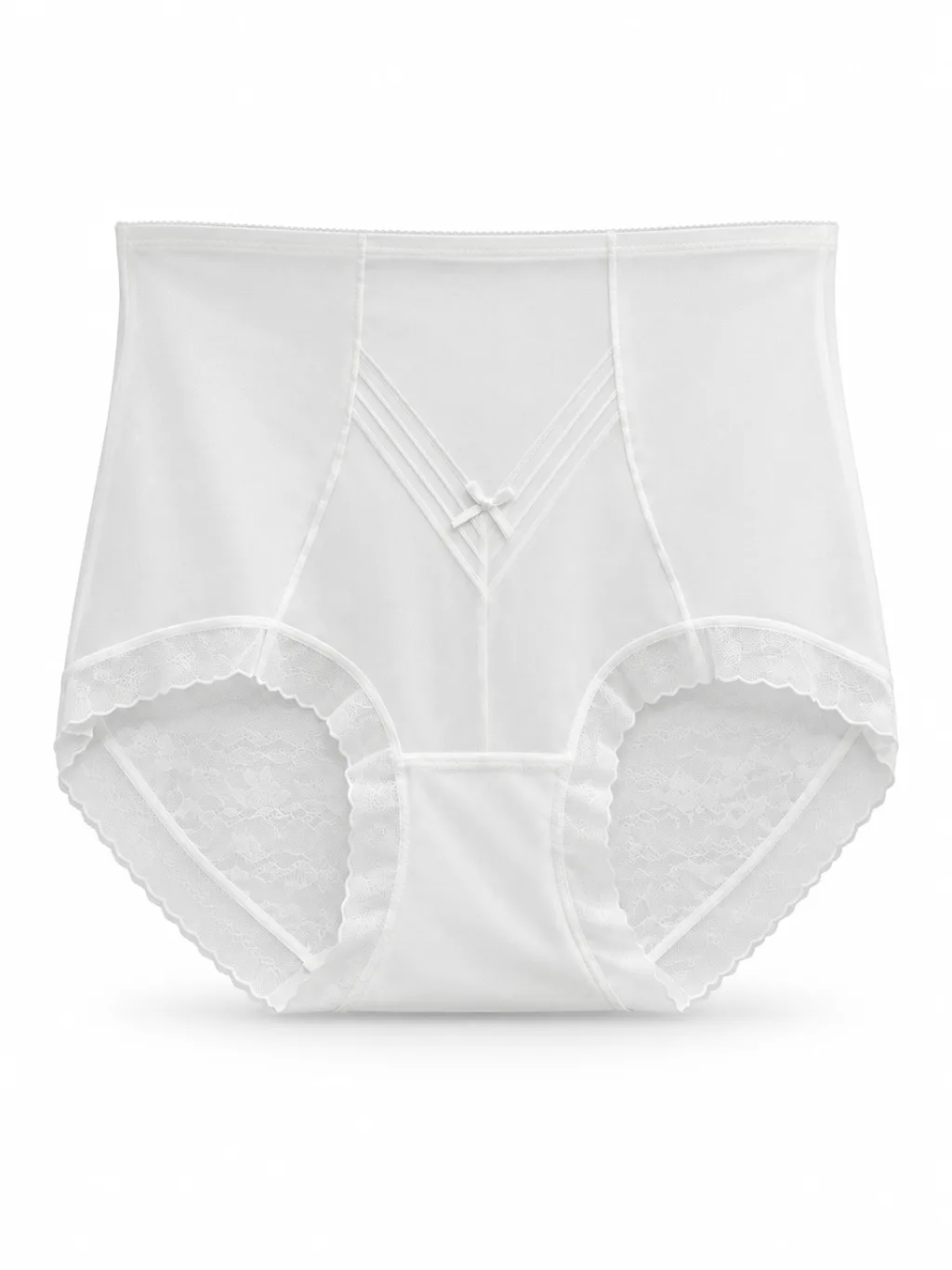 Women's High-Waist Sheer-Mesh Shaping Briefs with V-Panel - Style 1036