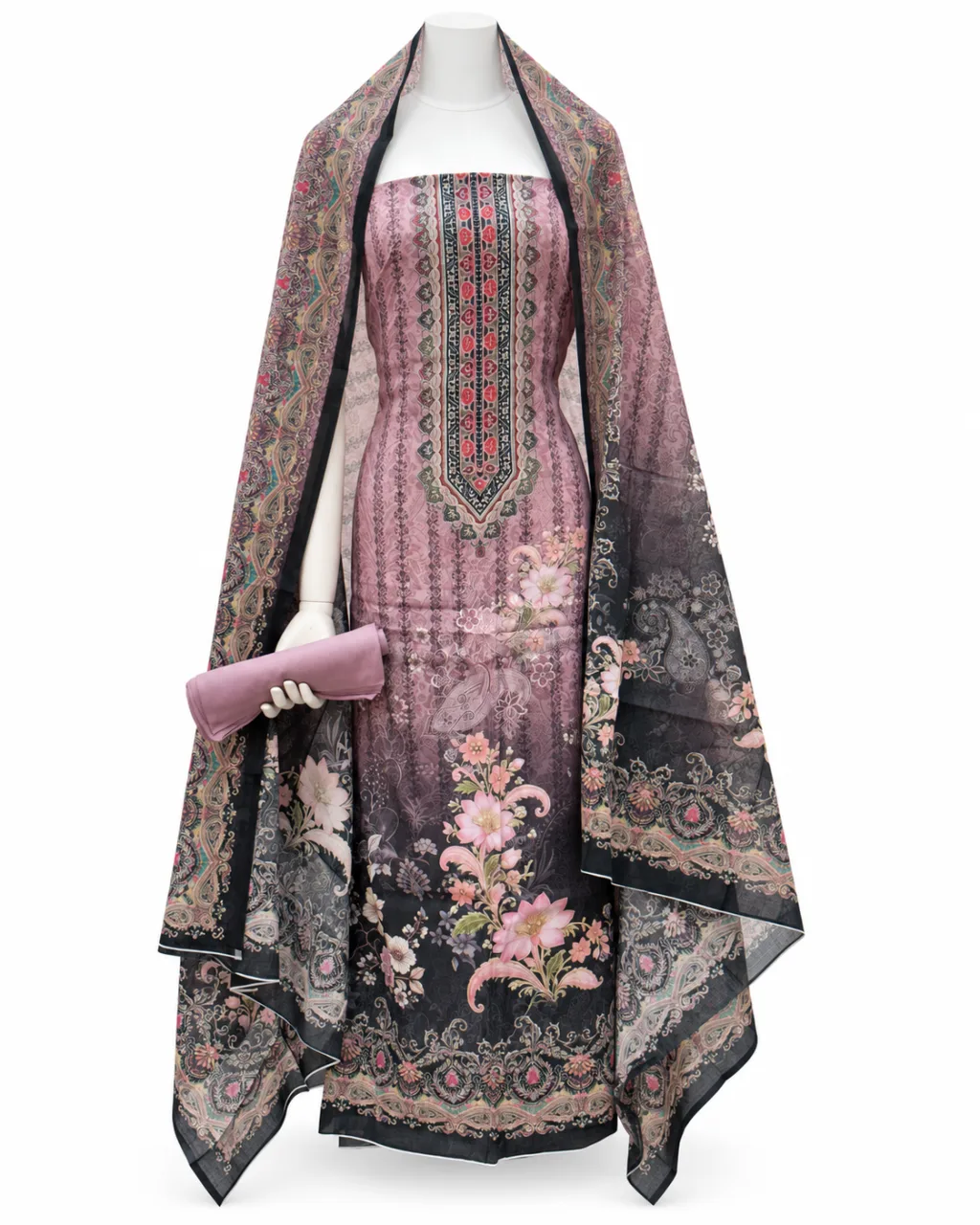 Zam Zam Mauve Geometric Floral Border