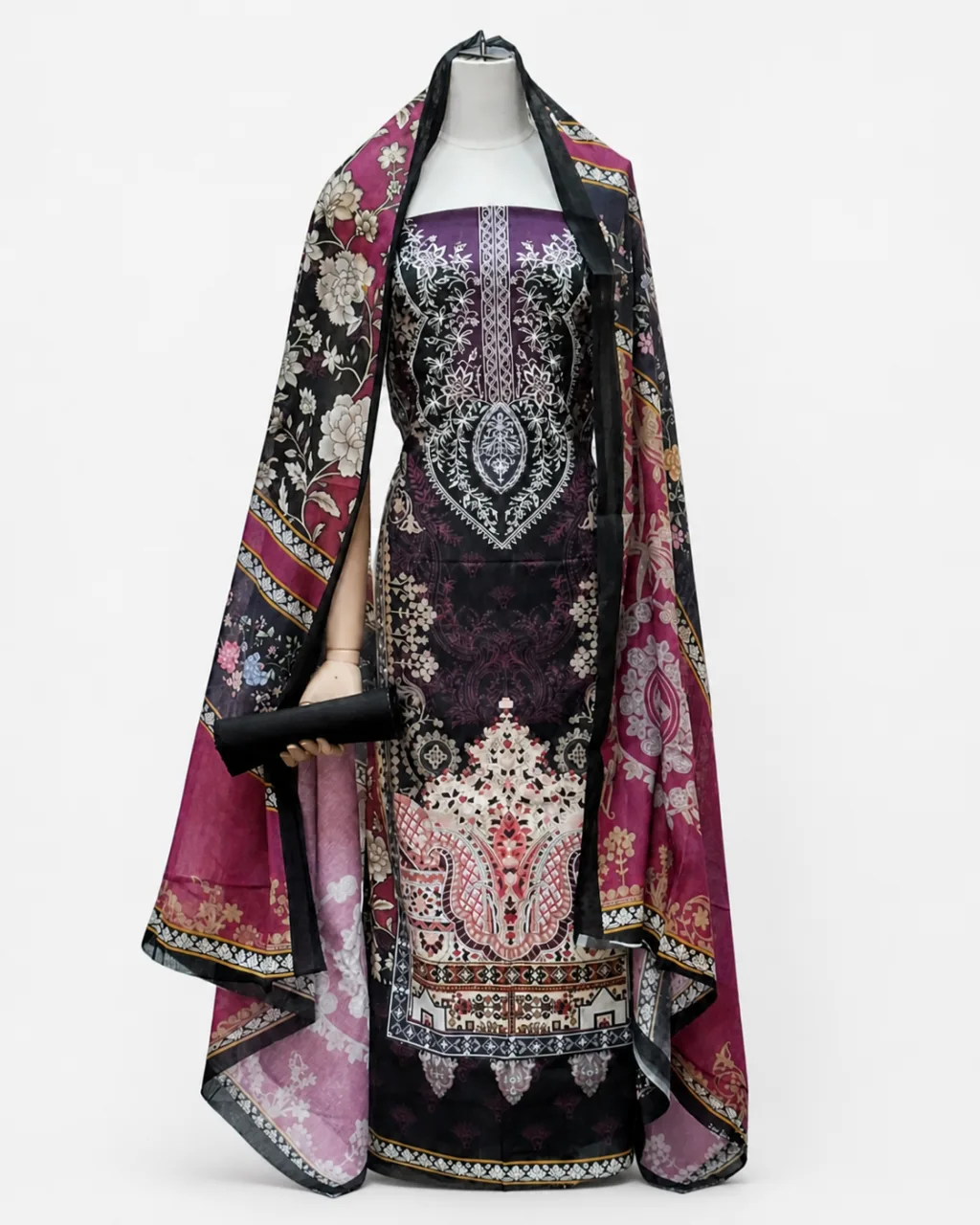 Zam Zam Magenta Plum Damask Navy