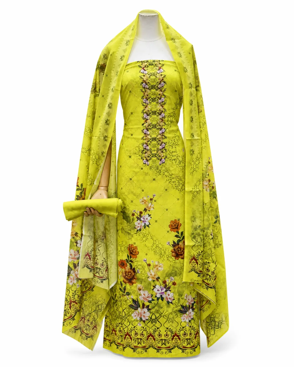 Zam Zam Lime Green Lattice Floral