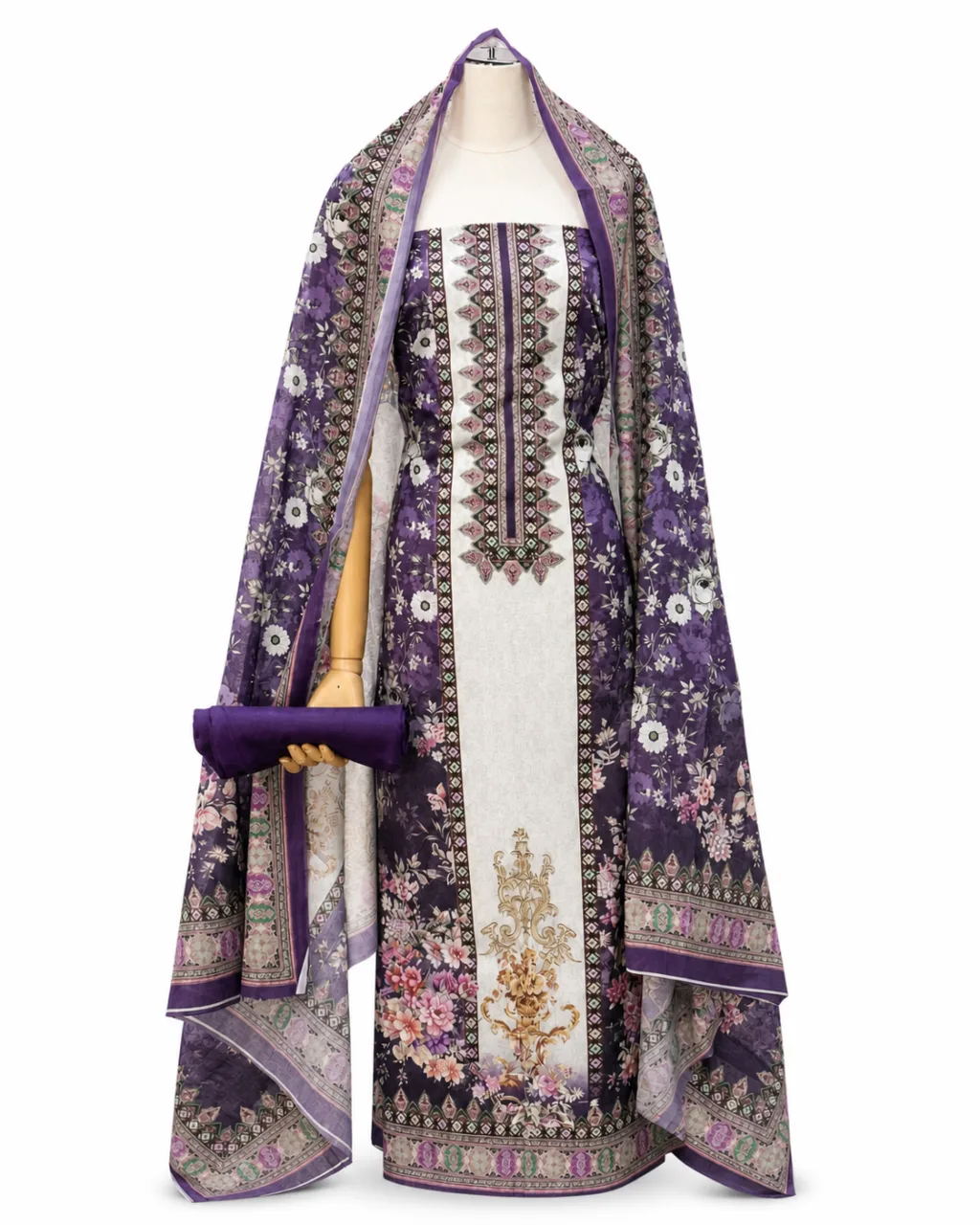 Zam Zam Purple White Bordered Panel