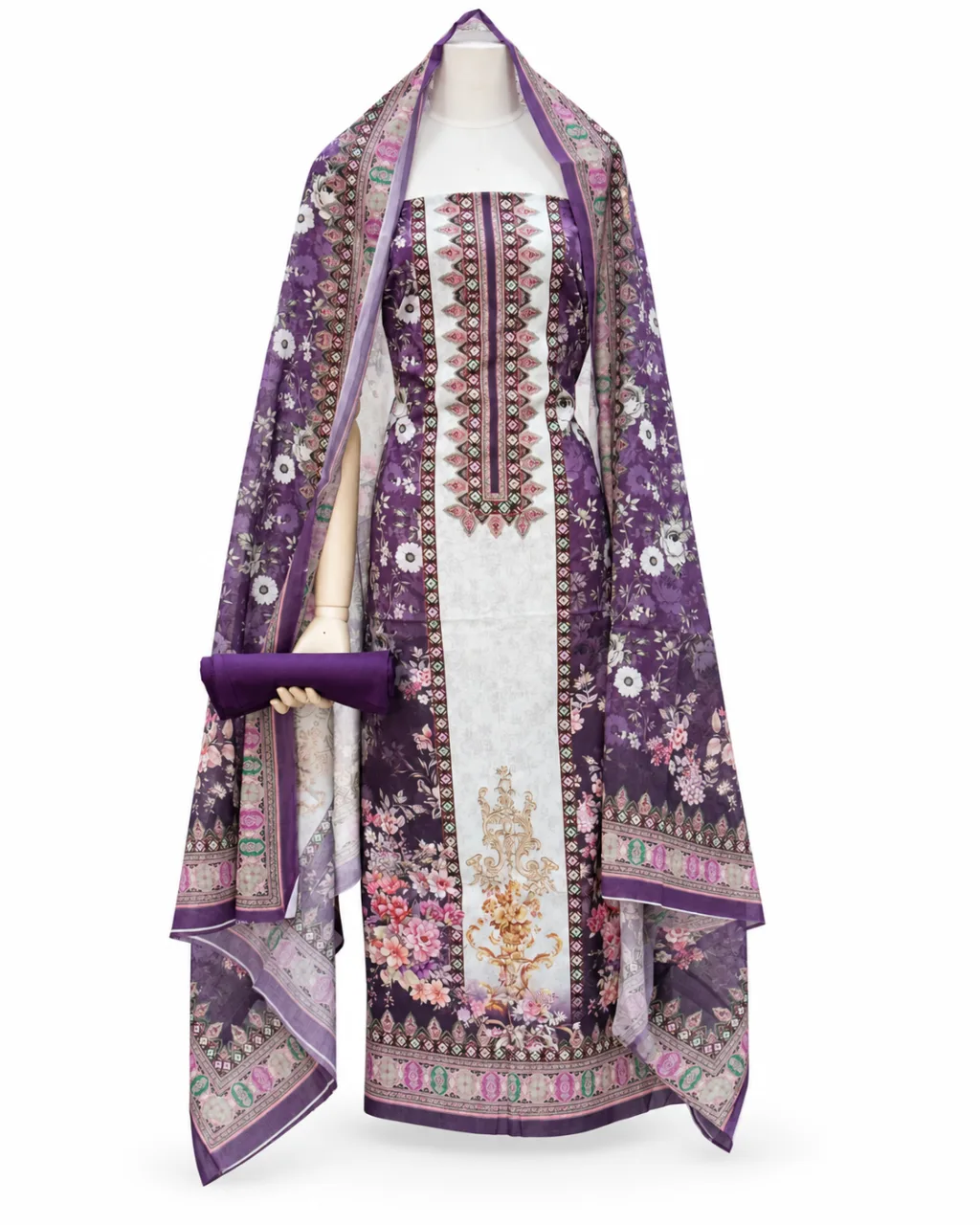 Zam Zam Purple White Bordered Panel