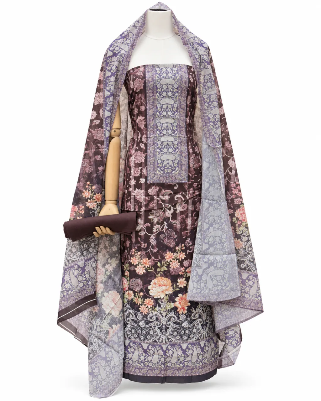 Zam Zam Mauve Brown Floral Lace
