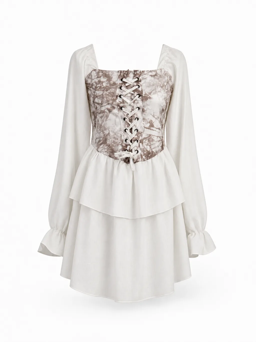 Corset Lace-Up Tiered Mini Dress