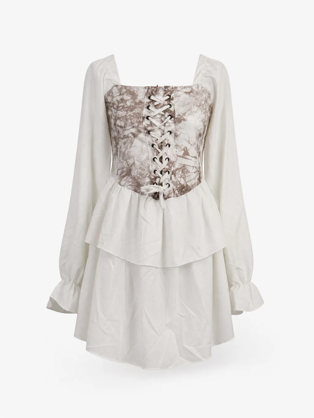 Corset Lace-Up Tiered Mini Dress