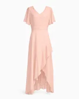Flutter Sleeve Chiffon Hi-Lo Dress - image 1