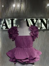 Strapless Pleated Ruffle Crop Top - image 2