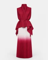 Wrap Top Ombre Pleated Skirt Set - image 2