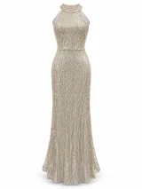 Halter Sequin Bodycon Gown - image 1