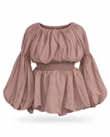 Puff Sleeve Crop Peplum Skirt Set - image 1