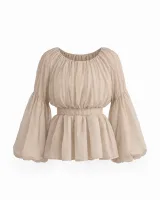 Puff Sleeve Crop Peplum Skirt Set - image 4