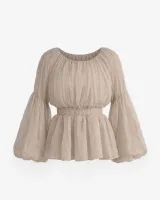 Puff Sleeve Crop Peplum Skirt Set - image 4