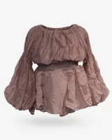 Puff Sleeve Crop Peplum Skirt Set - image 1