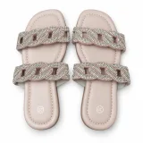 Rhinestone Chain-Link Double-Strap Slides - ছবি 1