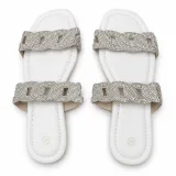 Rhinestone Chain-Link Double-Strap Slides - ছবি 7