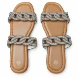 Rhinestone Chain-Link Double-Strap Slides - ছবি 5